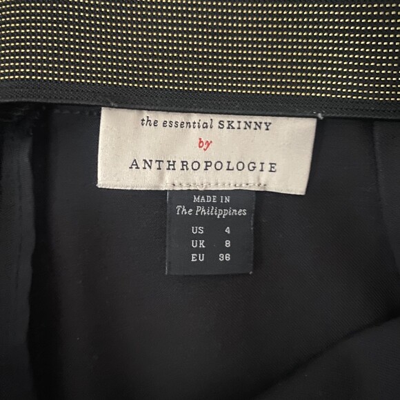 Anthropologie Essential Skinny Damask Print Ankle Pant - Black 4 - Picture 5 of 7